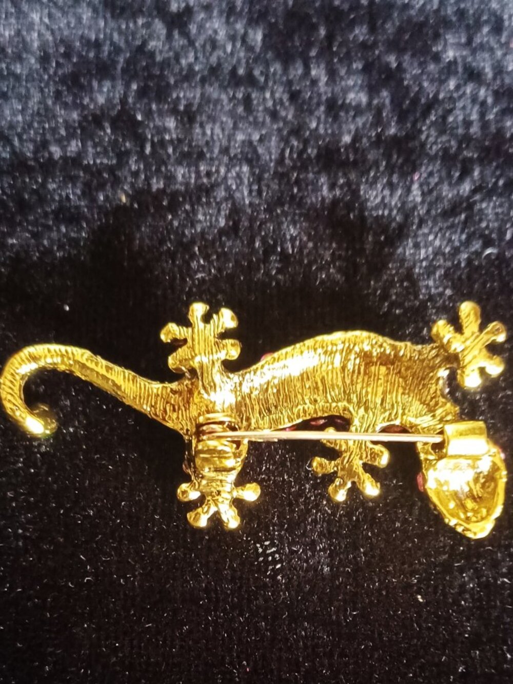 Colorful Gold Tone Rhinestone Lizard - Picture 2 of 4